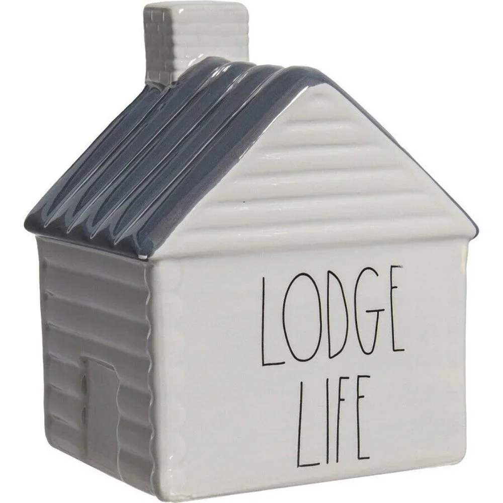 BRAND NEW Large Rae Dunn Country Camping Cabin Ceramic Table Decor Houses